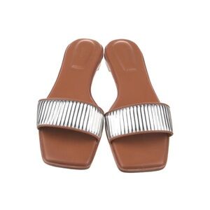 Jonathan Simkhai Women's Carter Flat Sandals Size 38 EU 7.5 US Silver Metallic